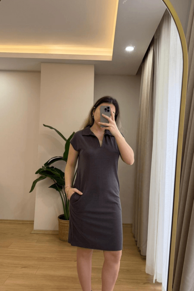 Vizon Polo Yaka Elbise