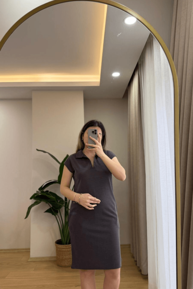 Vizon Polo Yaka Elbise