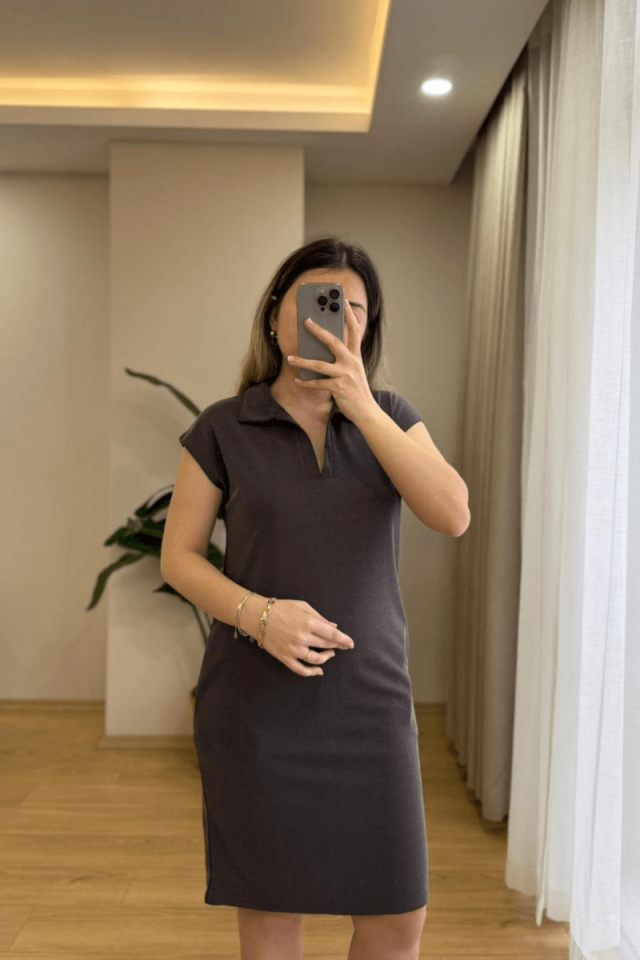 Vizon Polo Yaka Elbise