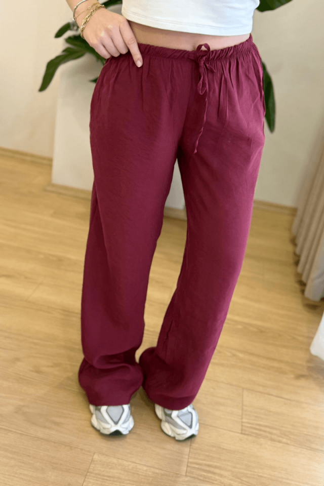 Bordo Tencel Pantolon