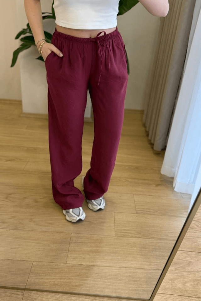 Bordo Tencel Pantolon