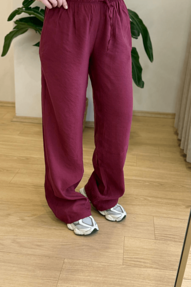 Bordo Tencel Pantolon
