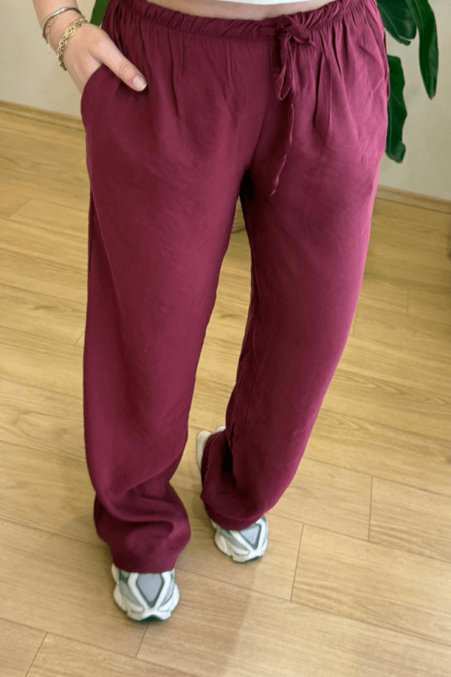 Bordo Tencel Pantolon