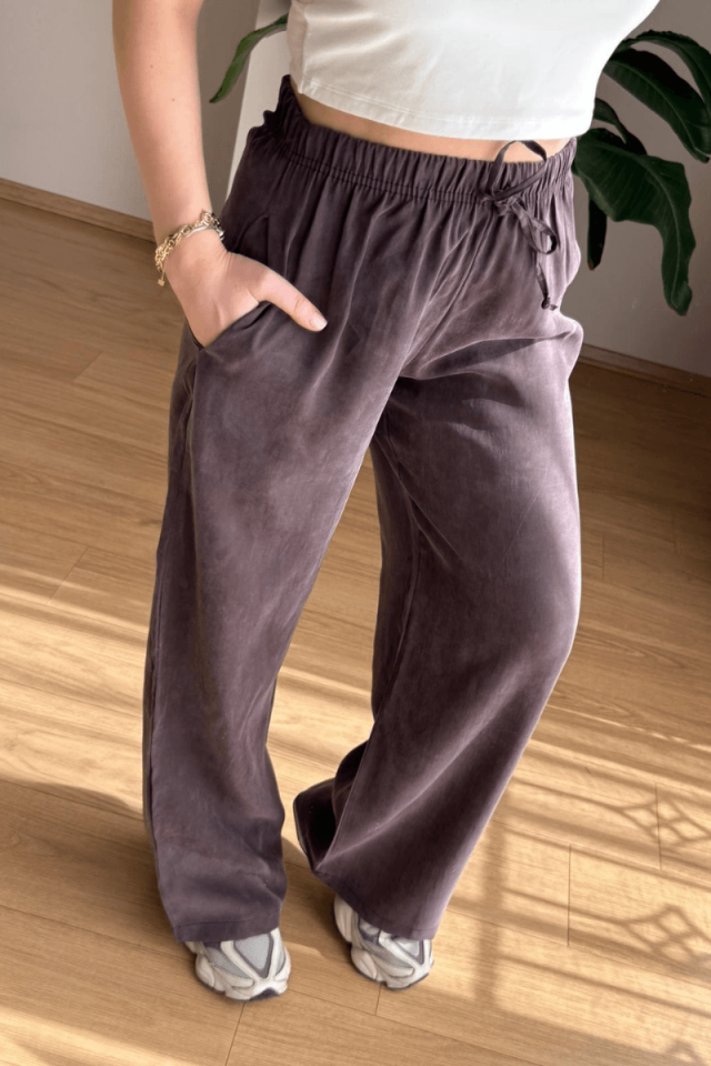 Kahve Tencel Cupra Pantolon