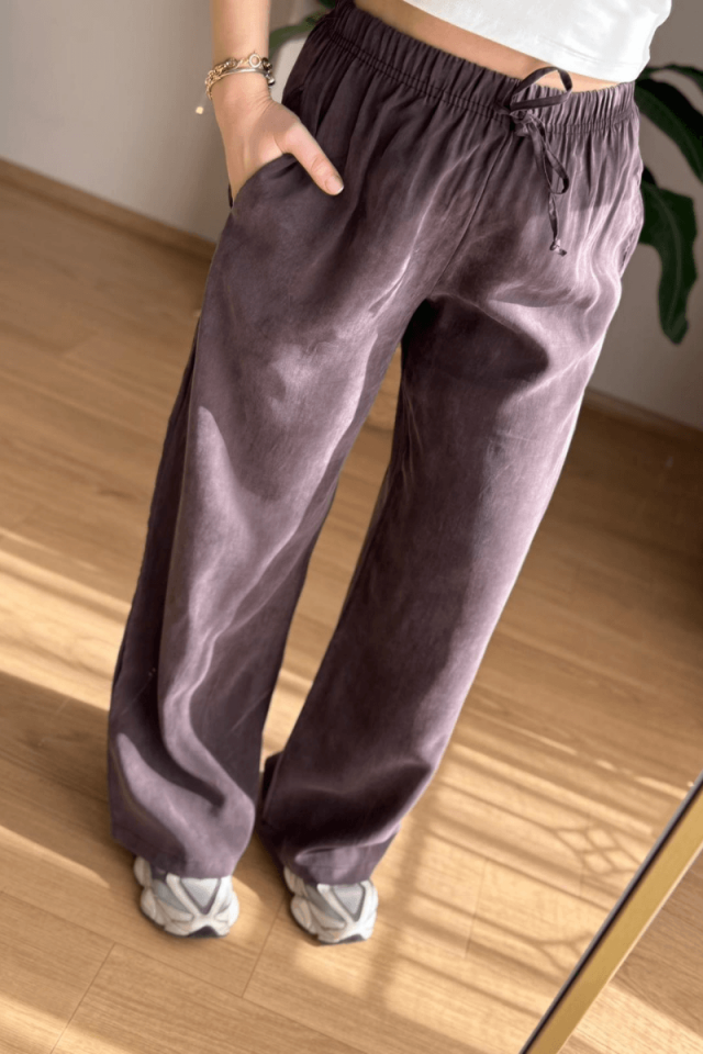 Kahve Tencel Cupra Pantolon