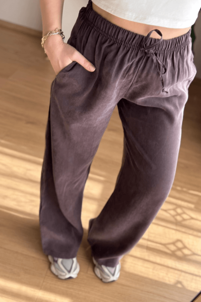 Kahve Tencel Cupra Pantolon
