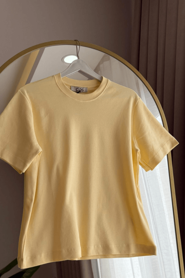 Limon Sarısı Pamuklu Basic Tişört