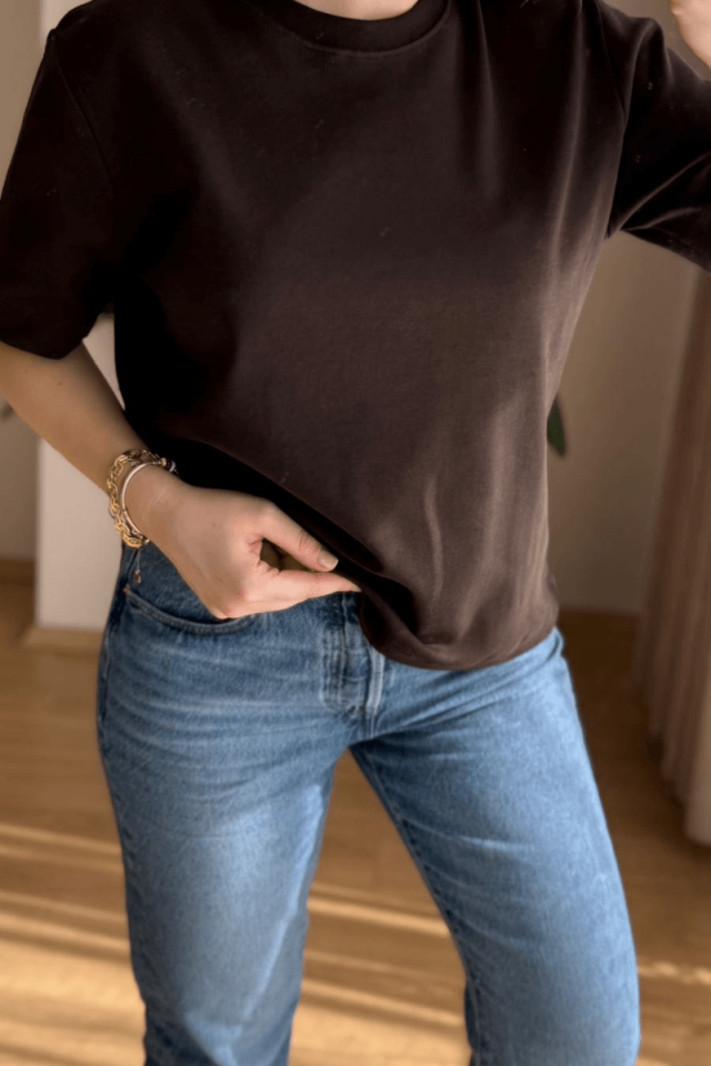 Kahve Pamuklu Basic Tişört