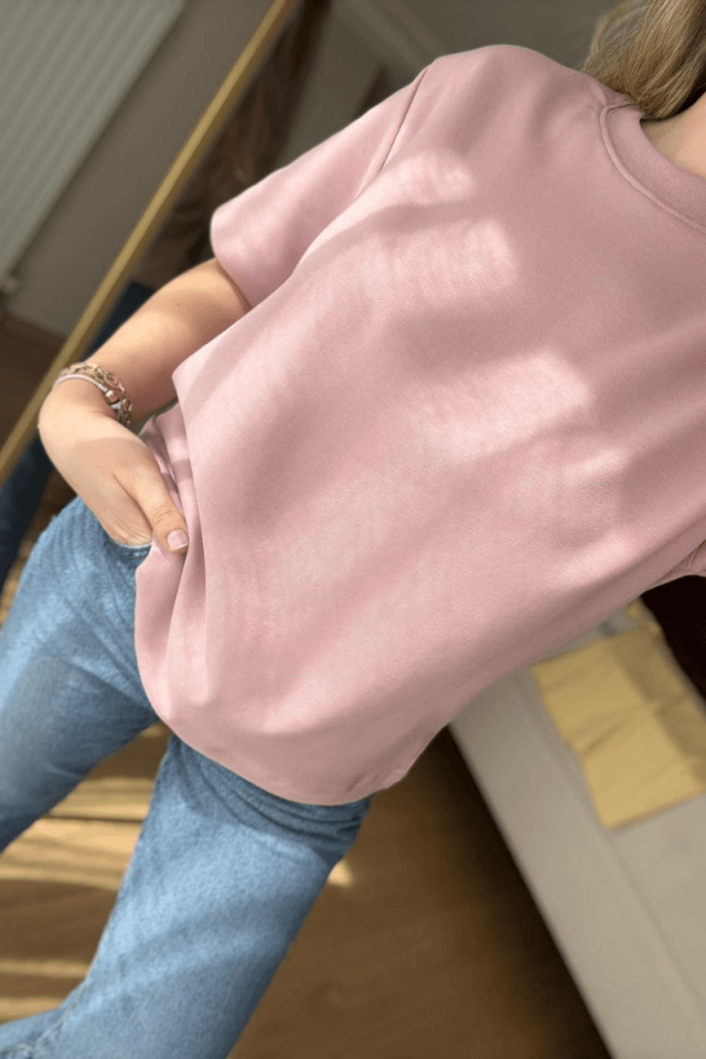 Pudra Pamuklu Basic Tişört