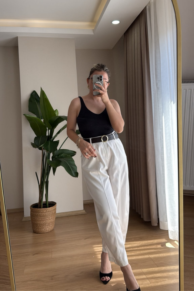 Beyaz Baggy Pantolon