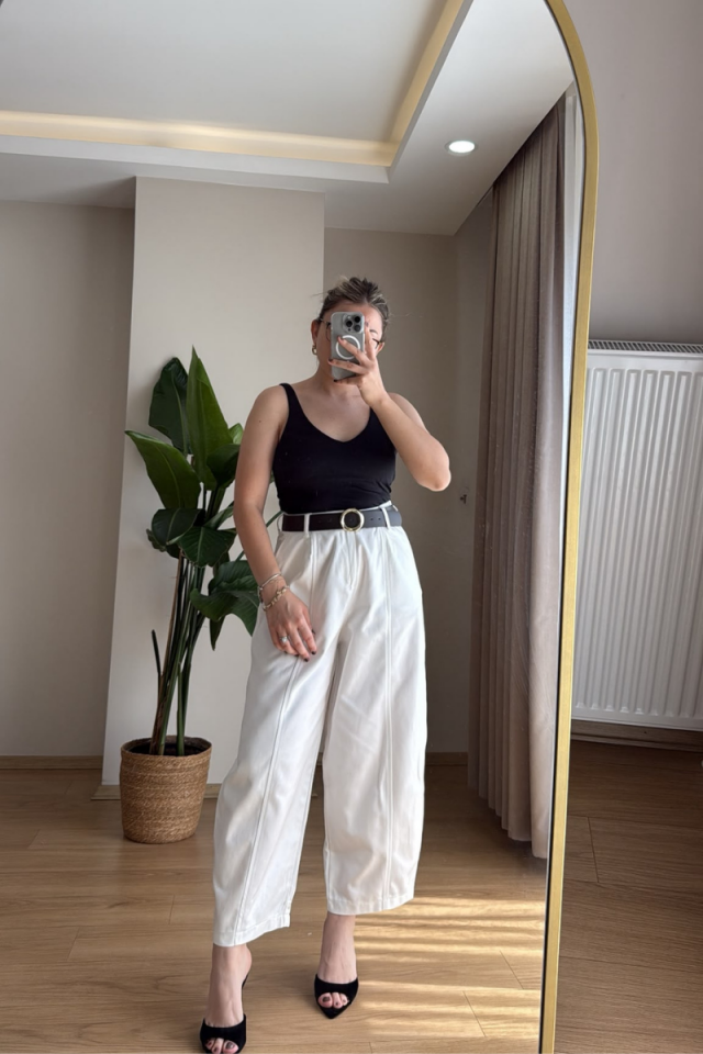 Beyaz Baggy Pantolon