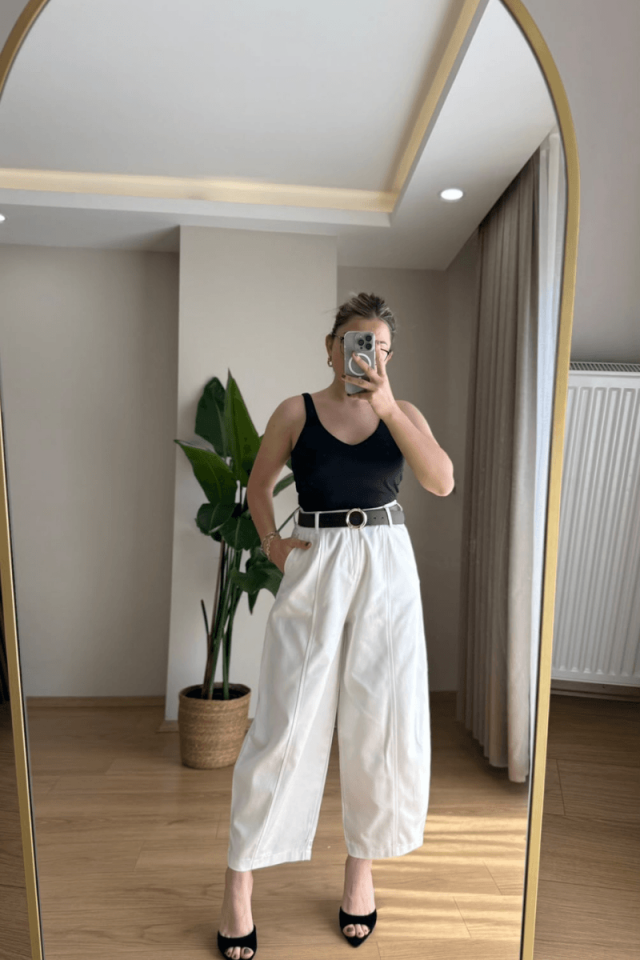 Beyaz Baggy Pantolon