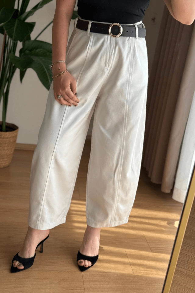 Beyaz Baggy Pantolon S