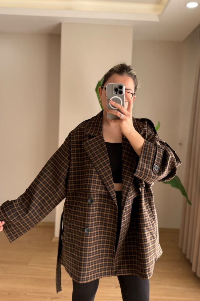 Oversize Ekose Trençkot