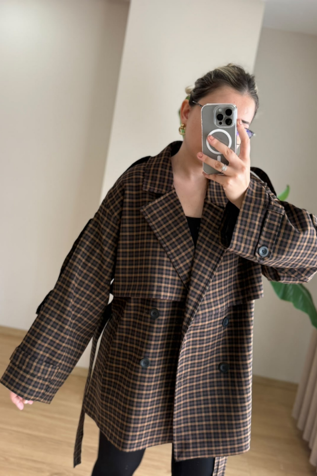 Oversize Ekose Trençkot
