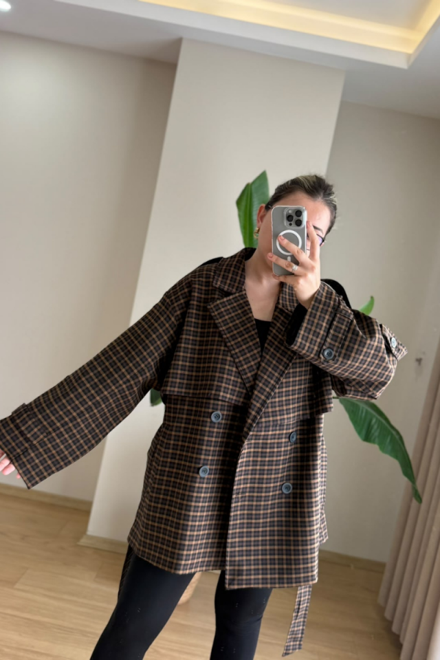 Oversize Ekose Trençkot