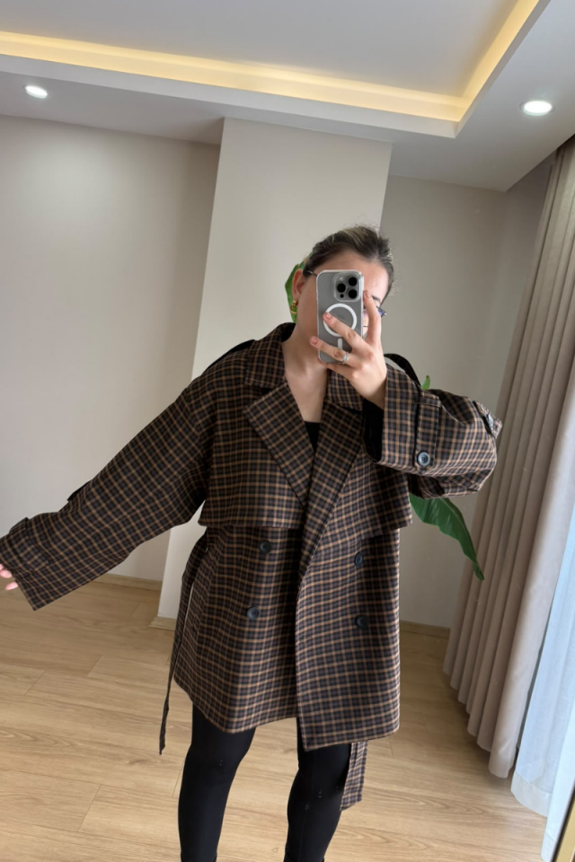Oversize Ekose Trençkot