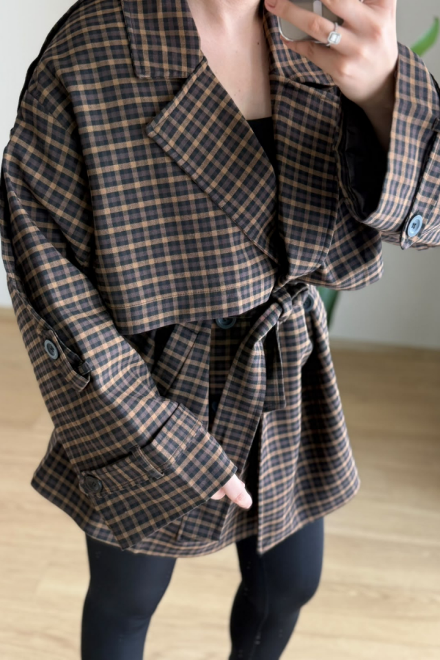 Oversize Ekose Trençkot