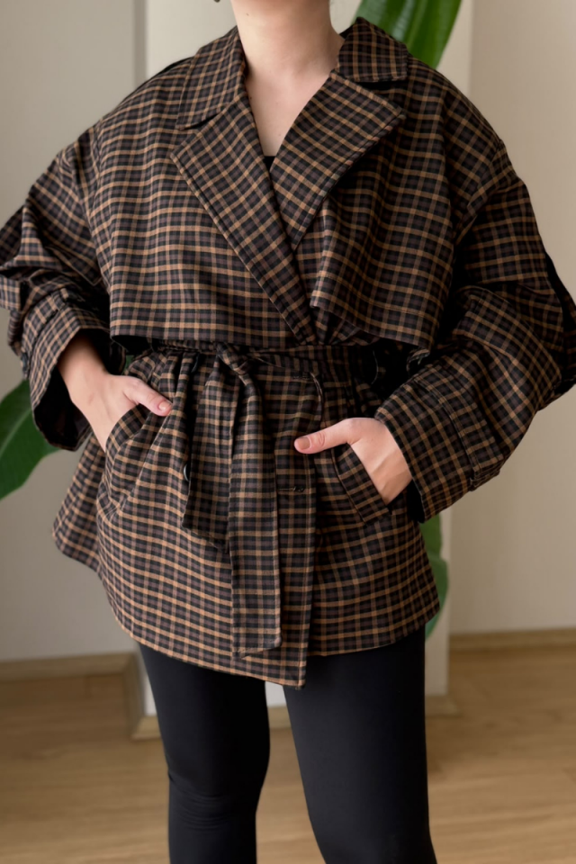 Oversize Ekose Trençkot