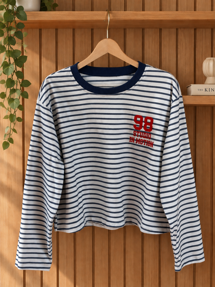 Lacivert Çizgili Sweatshirt